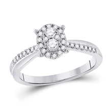Load image into Gallery viewer, Dazzling Diamond Brilliance Ring | 10kt White Gold Womens Round Diamond Oval Cluster Ring 1/4 Cttw - Splendid Jewellery