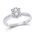 Dazzling Diamond Brilliance Ring | 10kt White Gold Womens Round Diamond Oval Cluster Ring 1/4 Cttw - Splendid Jewellery