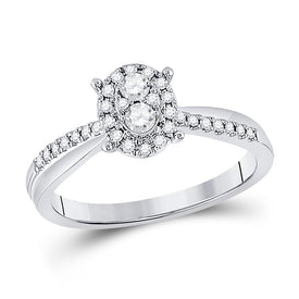 Dazzling Diamond Brilliance Ring | 10kt White Gold Womens Round Diamond Oval Cluster Ring 1/4 Cttw - Splendid Jewellery