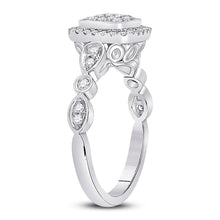 Load image into Gallery viewer, Dazzling Diamond Brilliance Ring | 14kt White Gold Womens Round Diamond Square Cluster Ring 1/2 Cttw - Splendid Jewellery