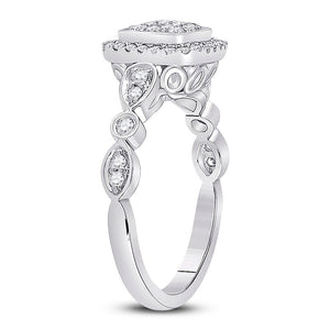 Dazzling Diamond Brilliance Ring | 14kt White Gold Womens Round Diamond Square Cluster Ring 1/2 Cttw - Splendid Jewellery