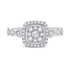 Load image into Gallery viewer, Dazzling Diamond Brilliance Ring | 14kt White Gold Womens Round Diamond Square Cluster Ring 1/2 Cttw - Splendid Jewellery