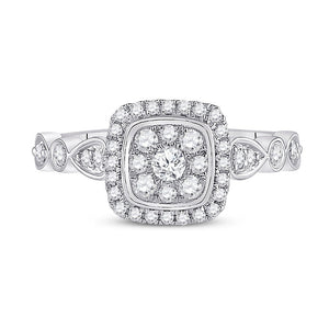 Dazzling Diamond Brilliance Ring | 14kt White Gold Womens Round Diamond Square Cluster Ring 1/2 Cttw - Splendid Jewellery