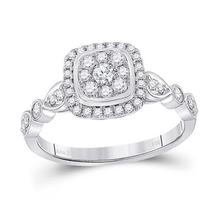 Dazzling Diamond Brilliance Ring | 14kt White Gold Womens Round Diamond Square Cluster Ring 1/2 Cttw - Splendid Jewellery