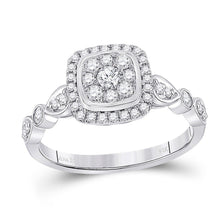 Load image into Gallery viewer, Dazzling Diamond Brilliance Ring | 14kt White Gold Womens Round Diamond Square Cluster Ring 1/2 Cttw - Splendid Jewellery