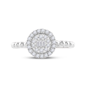 Dazzling Diamond Circle Cluster Ring | 10kt White Gold Womens Baguette Diamond Cluster Ring 1/4 Cttw | Splendid Jewellery - Splendid Jewellery