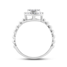 Load image into Gallery viewer, Dazzling Diamond Circle Cluster Ring | 10kt White Gold Womens Baguette Diamond Cluster Ring 1/4 Cttw | Splendid Jewellery - Splendid Jewellery