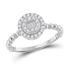 Load image into Gallery viewer, Dazzling Diamond Circle Cluster Ring | 10kt White Gold Womens Baguette Diamond Cluster Ring 1/4 Cttw | Splendid Jewellery - Splendid Jewellery