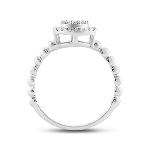 Dazzling Diamond Circle Cluster Ring | 10kt White Gold Womens Baguette Diamond Cluster Ring 1/4 Cttw | Splendid Jewellery - Splendid Jewellery