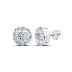 Dazzling Diamond Cluster Circle Earrings in 10kt White Gold - Splendid Jewellery