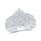 Dazzling Diamond Cluster Ring | 10kt White Gold Womens Round Diamond Cluster Ring 1 - 1/2 Cttw - Splendid Jewellery