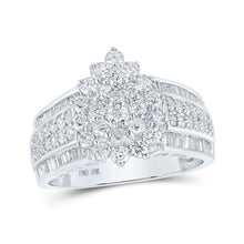 Load image into Gallery viewer, Dazzling Diamond Cluster Ring | 10kt White Gold Womens Round Diamond Cluster Ring 1 - 1/2 Cttw - Splendid Jewellery