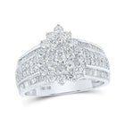 Dazzling Diamond Cluster Ring | 10kt White Gold Womens Round Diamond Cluster Ring 1 - 1/2 Cttw - Splendid Jewellery