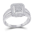 Dazzling Diamond Cluster Ring | 10kt White Gold Womens Round Diamond Square Cluster Ring 1/6 Cttw - Splendid Jewellery