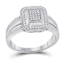 Load image into Gallery viewer, Dazzling Diamond Cluster Ring | 10kt White Gold Womens Round Diamond Square Cluster Ring 1/6 Cttw - Splendid Jewellery