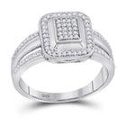 Dazzling Diamond Cluster Ring | 10kt White Gold Womens Round Diamond Square Cluster Ring 1/6 Cttw - Splendid Jewellery
