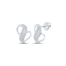 Load image into Gallery viewer, Dazzling Diamond Delight: 10kt White Gold Baguette and Round Diamond Earrings - Splendid Jewellery