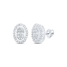Load image into Gallery viewer, Dazzling Diamond Delight: 10kt White Gold Baguette Diamond Oval Earrings - Splendid Jewellery
