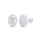 Dazzling Diamond Delight: 10kt White Gold Baguette Diamond Oval Earrings - Splendid Jewellery