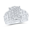 Dazzling Diamond Delight: 10kt White Gold Round Diamond Cluster Bridal Wedding Engagement Ring 2 Cttw - Splendid Jewellery