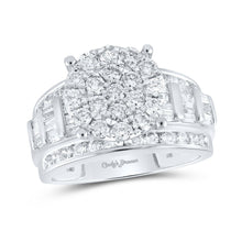 Load image into Gallery viewer, Dazzling Diamond Delight: 10kt White Gold Round Diamond Cluster Bridal Wedding Engagement Ring 2 Cttw - Splendid Jewellery