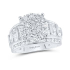 Dazzling Diamond Delight: 10kt White Gold Round Diamond Cluster Bridal Wedding Engagement Ring 2 Cttw - Splendid Jewellery