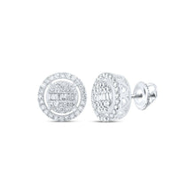 Load image into Gallery viewer, Dazzling Diamond Delight 10kt White Gold Womens Baguette Circle Earrings - Splendid Jewellery