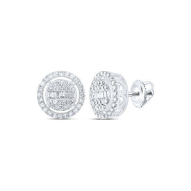 Dazzling Diamond Delight 10kt White Gold Womens Baguette Circle Earrings - Splendid Jewellery