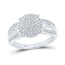 Load image into Gallery viewer, Dazzling Diamond Delight: 10kt White Gold Womens Round Diamond Circle Cluster Ring 3/8 Cttw - Splendid Jewellery