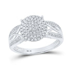 Dazzling Diamond Delight: 10kt White Gold Womens Round Diamond Circle Cluster Ring 3/8 Cttw - Splendid Jewellery