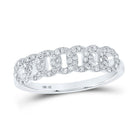 Dazzling Diamond Delight | 10kt White Gold Womens Round Diamond Cuban Link Band Ring 1/3 Cttw - Splendid Jewellery