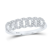 Load image into Gallery viewer, Dazzling Diamond Delight | 10kt White Gold Womens Round Diamond Cuban Link Band Ring 1/3 Cttw - Splendid Jewellery