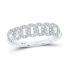 Dazzling Diamond Delight | 10kt White Gold Womens Round Diamond Cuban Link Band Ring 1/3 Cttw - Splendid Jewellery