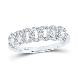 Dazzling Diamond Delight | 10kt White Gold Womens Round Diamond Cuban Link Band Ring 1/3 Cttw - Splendid Jewellery