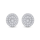Dazzling Diamond Delight: 10kt White Gold Womens Round Diamond Oval Earrings 1/3 Cttw - Splendid Jewellery