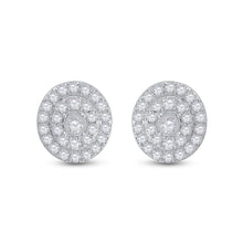 Load image into Gallery viewer, Dazzling Diamond Delight: 10kt White Gold Womens Round Diamond Oval Earrings 1/3 Cttw - Splendid Jewellery