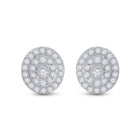 Dazzling Diamond Delight: 10kt White Gold Womens Round Diamond Oval Earrings 1/3 Cttw - Splendid Jewellery
