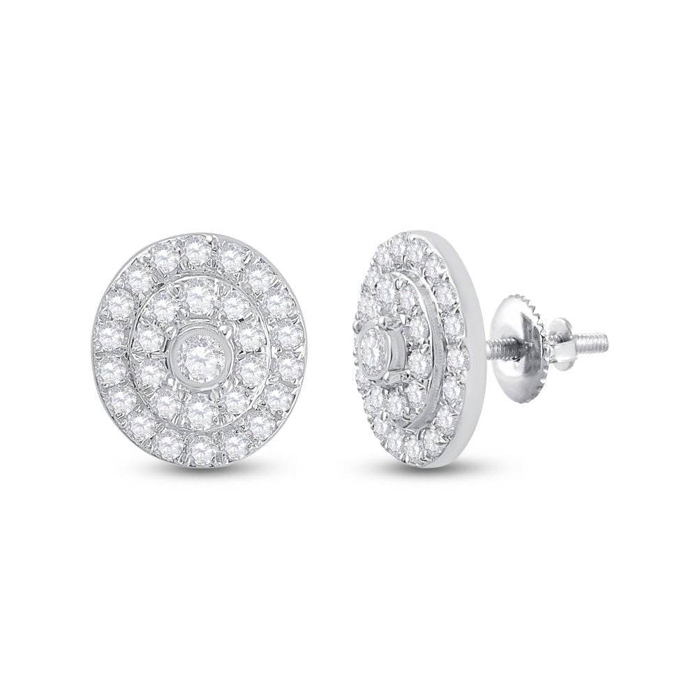 Dazzling Diamond Delight: 10kt White Gold Womens Round Diamond Oval Earrings 1/3 Cttw - Splendid Jewellery