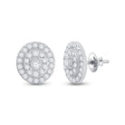 Dazzling Diamond Delight: 10kt White Gold Womens Round Diamond Oval Earrings 1/3 Cttw - Splendid Jewellery