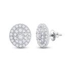 Dazzling Diamond Delight: 10kt White Gold Womens Round Diamond Oval Earrings 1/3 Cttw - Splendid Jewellery