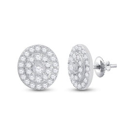 Dazzling Diamond Delight: 10kt White Gold Womens Round Diamond Oval Earrings 1/3 Cttw - Splendid Jewellery
