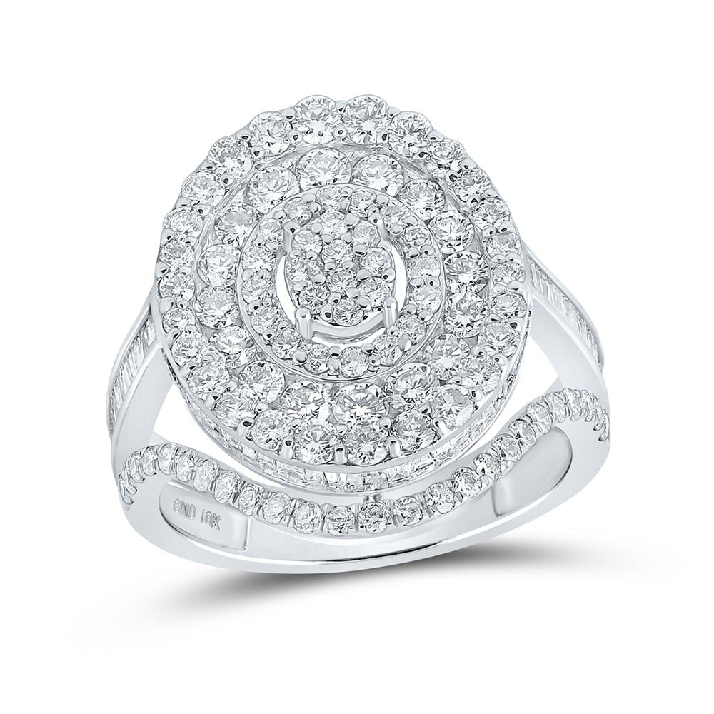 Dazzling Diamond Delight: 10kt White Gold Womens Round Diamond Oval Fashion Ring 2 - 3/8 Cttw - Splendid Jewellery