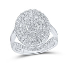 Dazzling Diamond Delight: 10kt White Gold Womens Round Diamond Oval Fashion Ring 2 - 3/8 Cttw - Splendid Jewellery