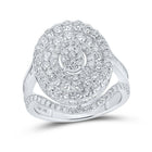 Dazzling Diamond Delight: 10kt White Gold Womens Round Diamond Oval Fashion Ring 2 - 3/8 Cttw - Splendid Jewellery