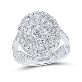 Dazzling Diamond Delight: 10kt White Gold Womens Round Diamond Oval Fashion Ring 2 - 3/8 Cttw - Splendid Jewellery