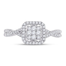 Load image into Gallery viewer, Dazzling Diamond Delight: 10kt White Gold Womens Round Diamond Square Cluster Ring 1/2 Cttw Front view from the 10Kt White Gold Womens Round Diamond Square Cluster Ring 1 2 Cttwpin285106 collection by Splendid Jewellery