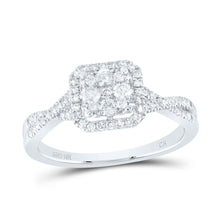 Load image into Gallery viewer, Dazzling Diamond Delight: 10kt White Gold Womens Round Diamond Square Cluster Ring 1/2 Cttw - Splendid Jewellery