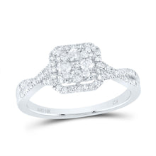 Load image into Gallery viewer, Dazzling Diamond Delight: 10kt White Gold Womens Round Diamond Square Cluster Ring 1/2 Cttw Top view from the 10Kt White Gold Womens Round Diamond Square Cluster Ring 1 2 Cttwpin285106 collection by Splendid Jewellery