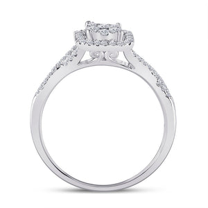 Dazzling Diamond Delight: 10kt White Gold Womens Round Diamond Square Cluster Ring 1/2 Cttw - Splendid Jewellery