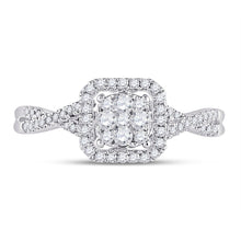 Load image into Gallery viewer, Dazzling Diamond Delight: 10kt White Gold Womens Round Diamond Square Cluster Ring 1/2 Cttw - Splendid Jewellery